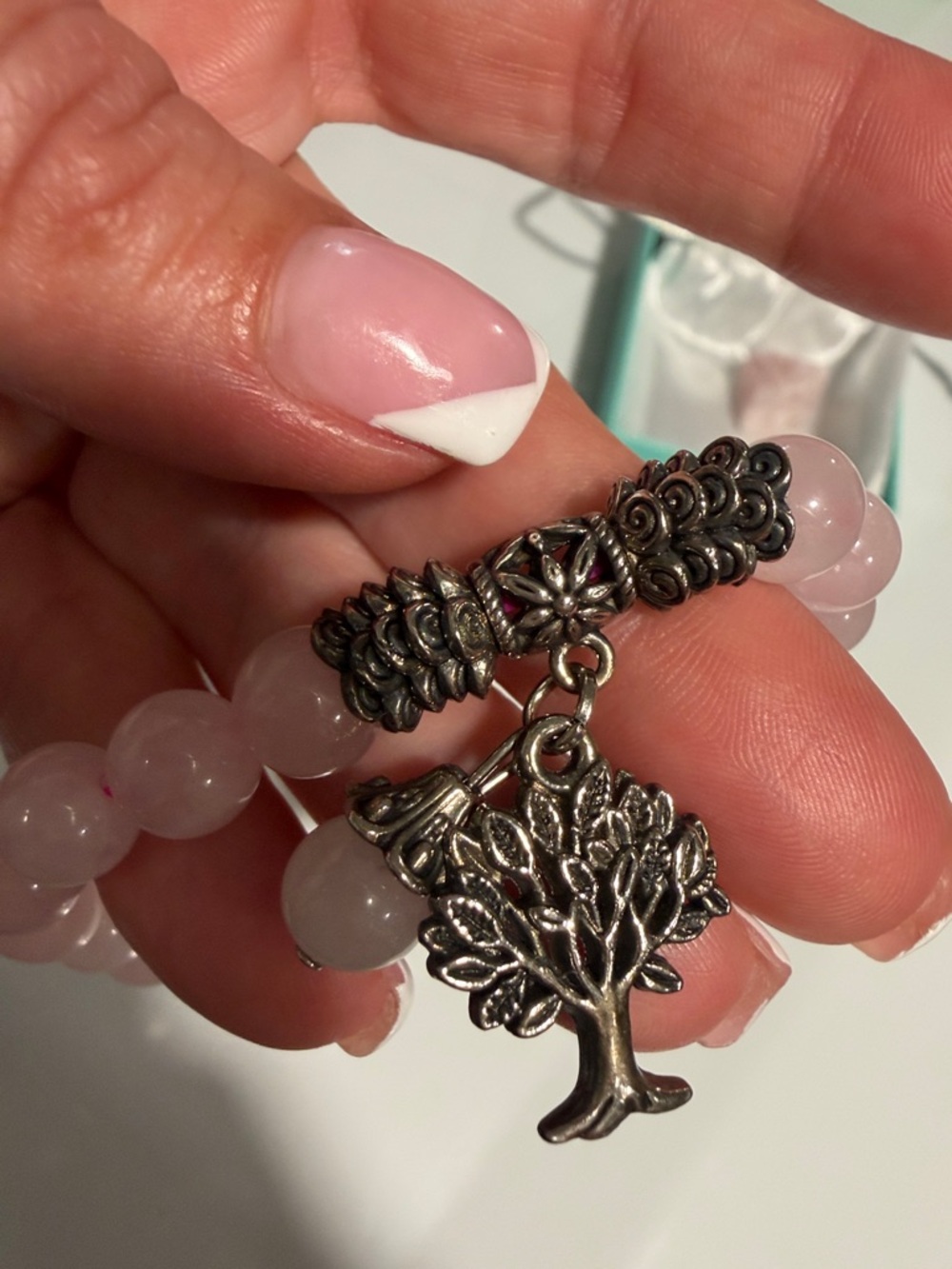 Rose Quartz Beaded Bracelet with Tree of life Charm & R.Q stone - Picture 9 of 9